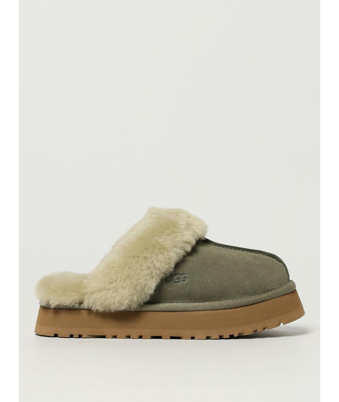 UGG AUSTRALIA Зеленые кожаные сабо, фото 4