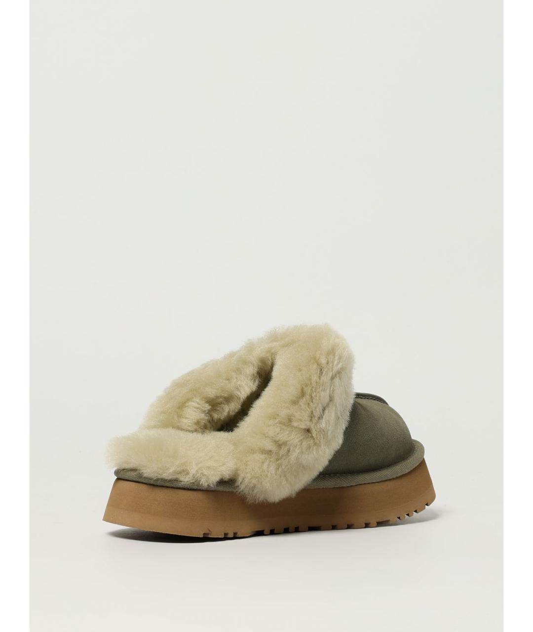 UGG AUSTRALIA Зеленые кожаные сабо, фото 3