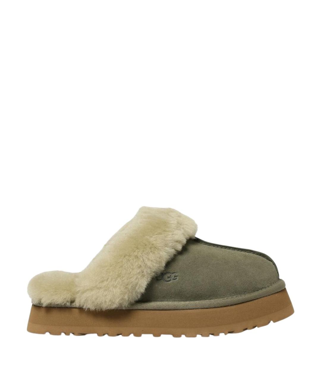 UGG AUSTRALIA Зеленые кожаные сабо, фото 1