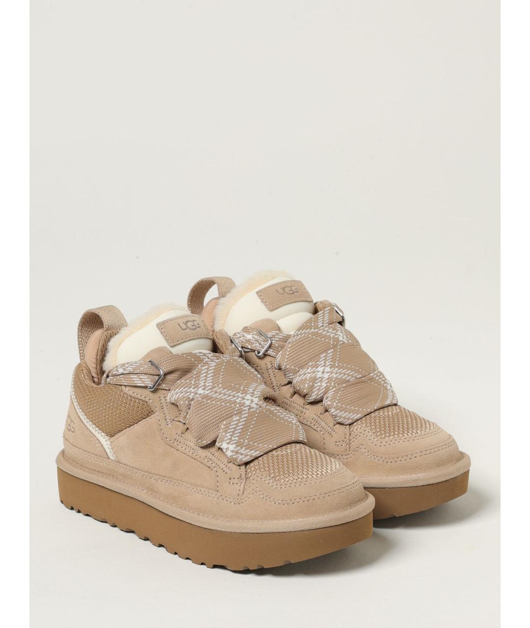 UGG AUSTRALIA Бежевые кожаные кроссовки, фото 2