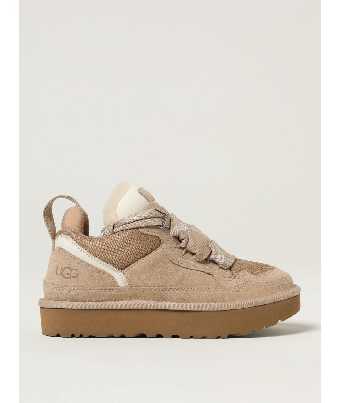 UGG AUSTRALIA Бежевые кожаные кроссовки, фото 5