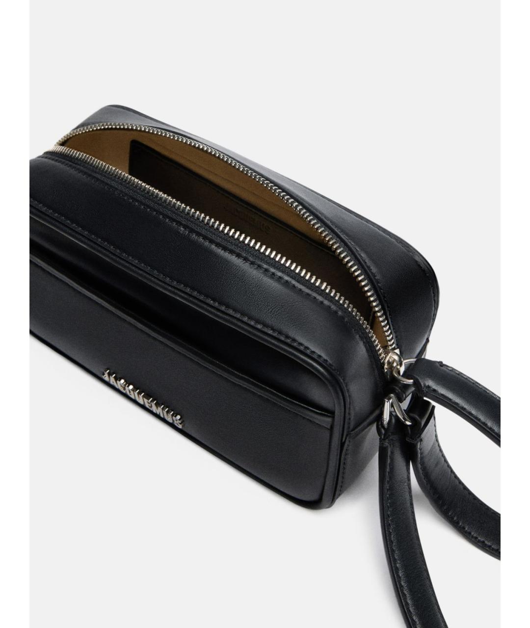 JACQUEMUS Черная кожаная сумка на плечо, фото 3