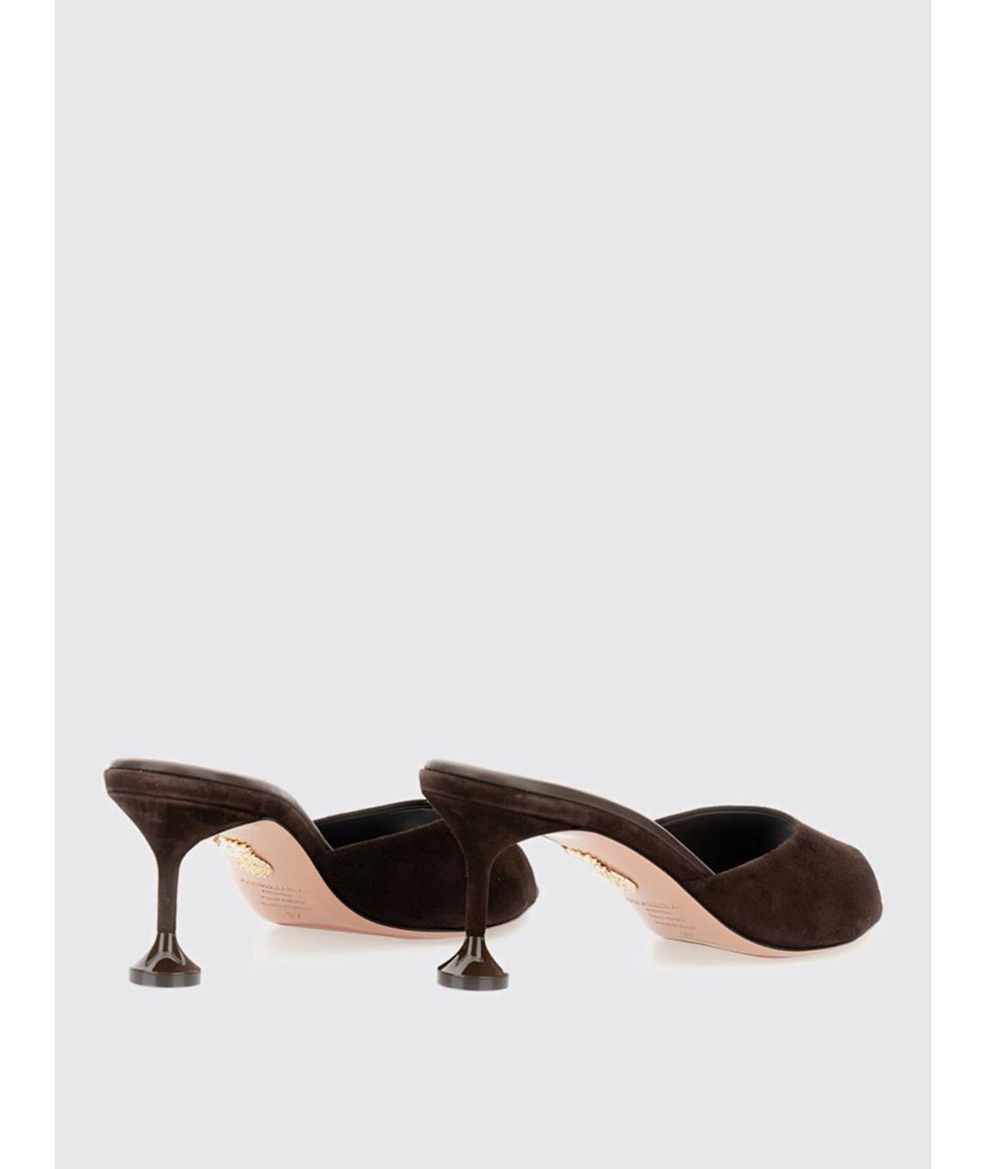 AQUAZZURA Коричневые замшевые мюли, фото 3