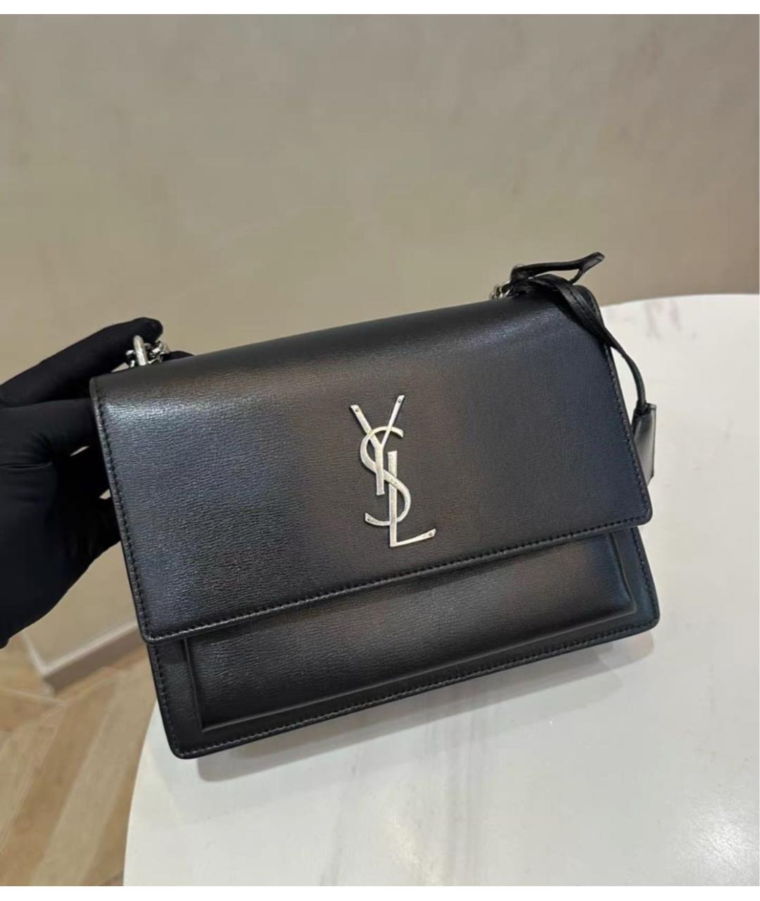 SAINT LAURENT Черная кожаная сумка через плечо, фото 2