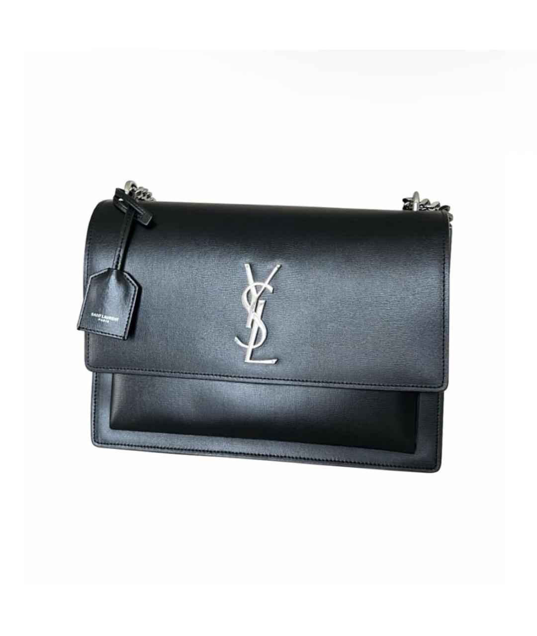 SAINT LAURENT Черная кожаная сумка через плечо, фото 9