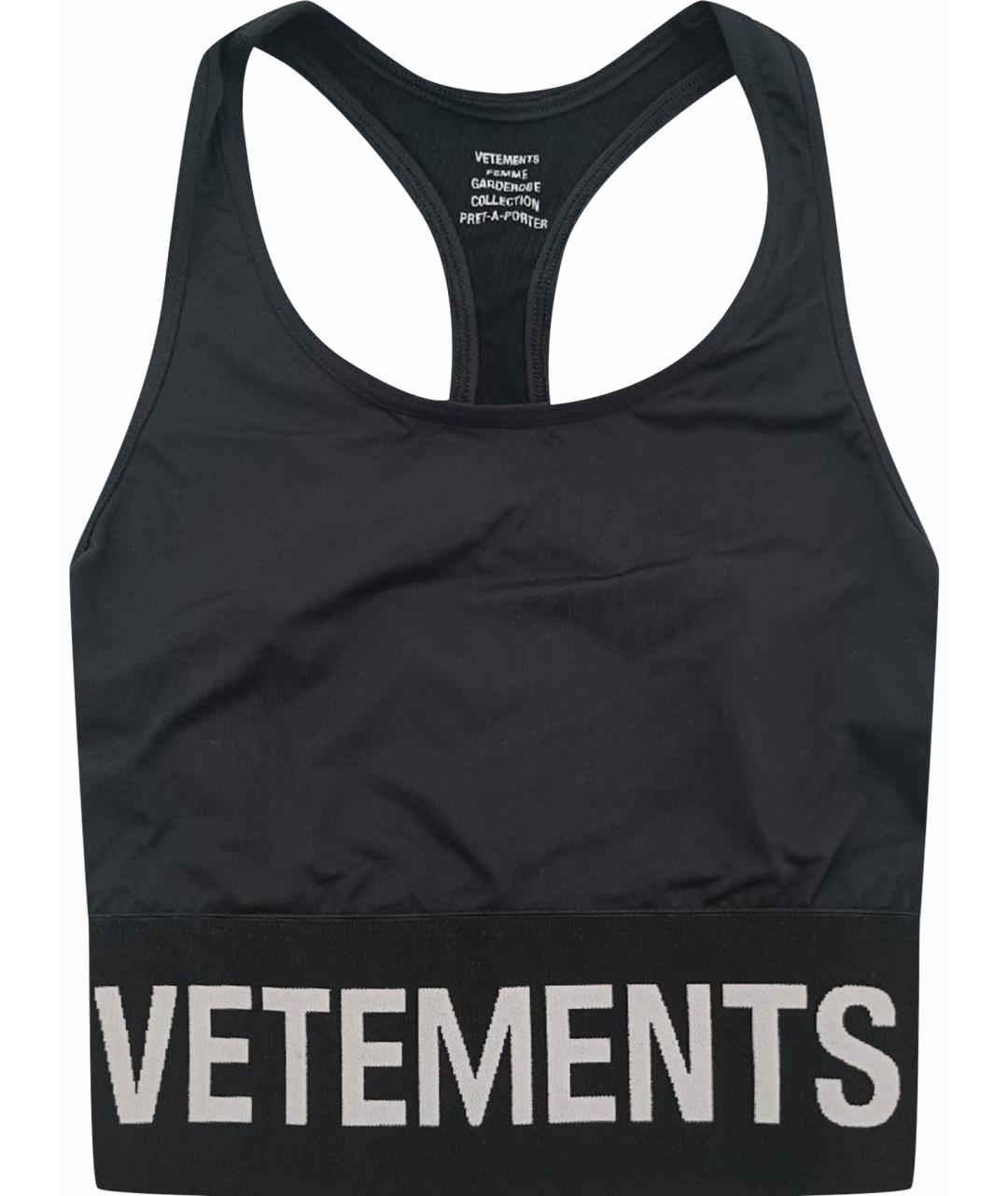 VETEMENTS Черная полиэстеровая майка, фото 1