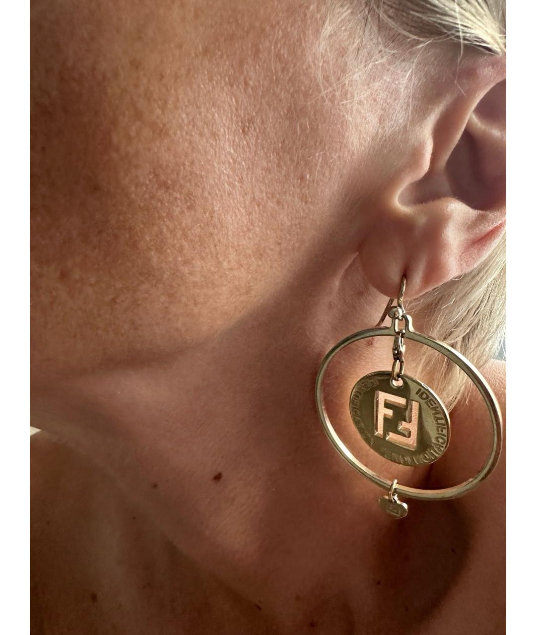FENDI Золотые латунные серьги, фото 5
