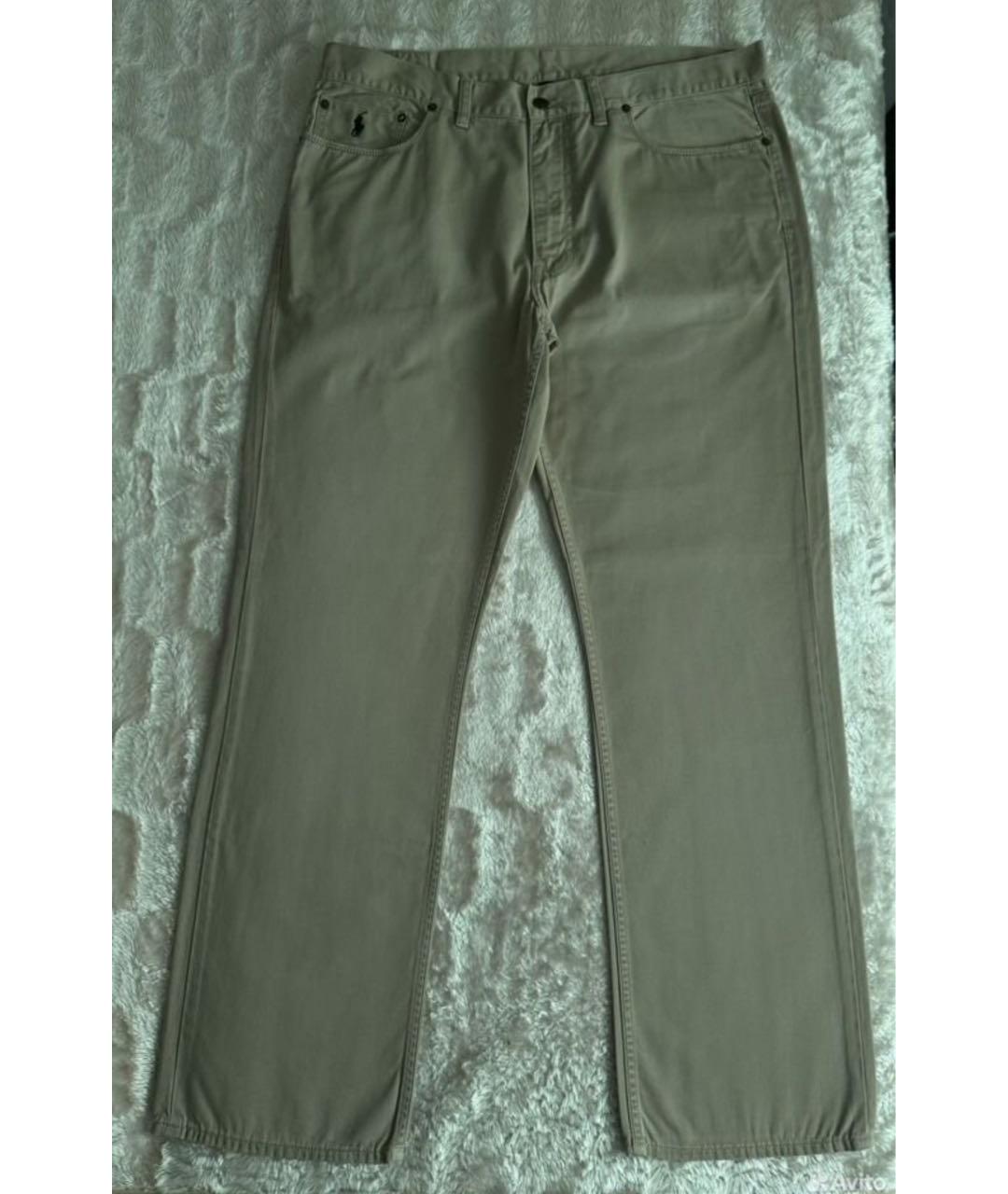 POLO RALPH LAUREN Бежевые хлопковые прямые джинсы, фото 2