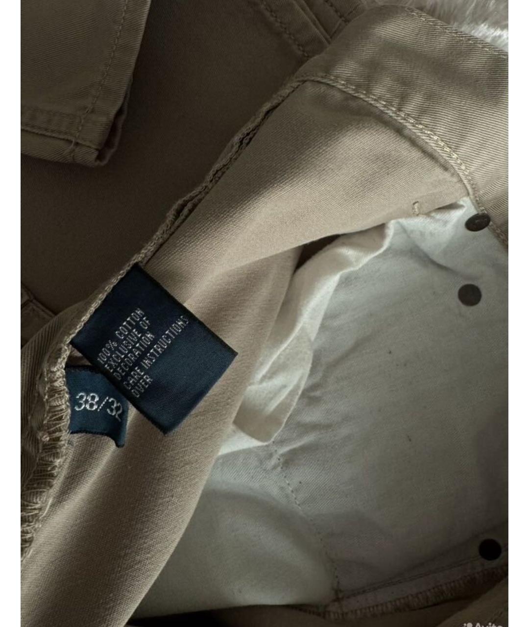 POLO RALPH LAUREN Бежевые хлопковые прямые джинсы, фото 8
