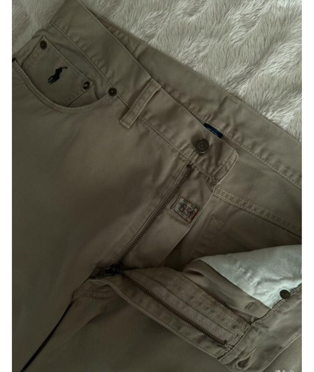 POLO RALPH LAUREN Бежевые хлопковые прямые джинсы, фото 4