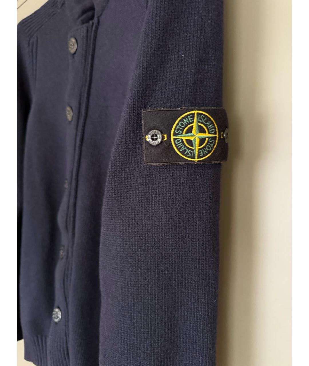 STONE ISLAND Темно-синий шерстяной кардиган, фото 3