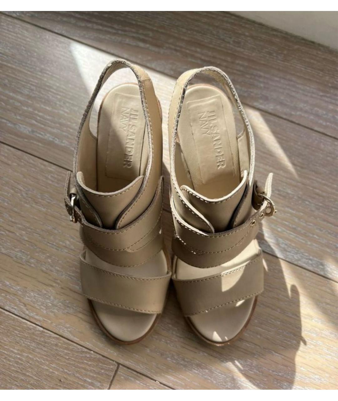 JIL SANDER Бежевые кожаные туфли, фото 3