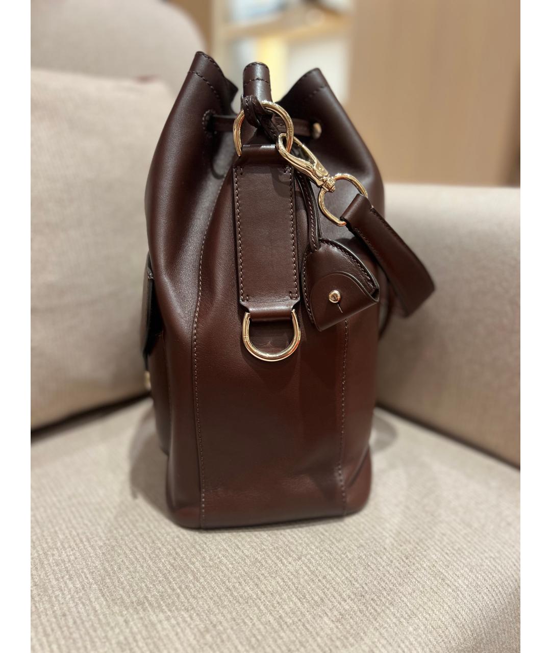 RALPH LAUREN Коричневая кожаная сумка через плечо, фото 2