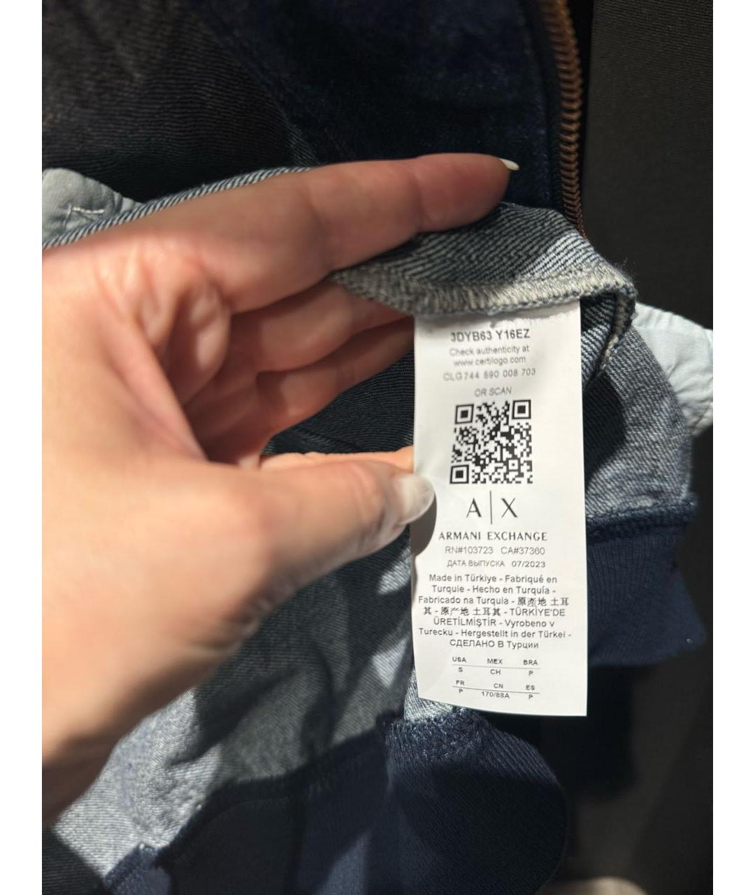 ARMANI EXCHANGE Темно-синяя деним куртка, фото 7