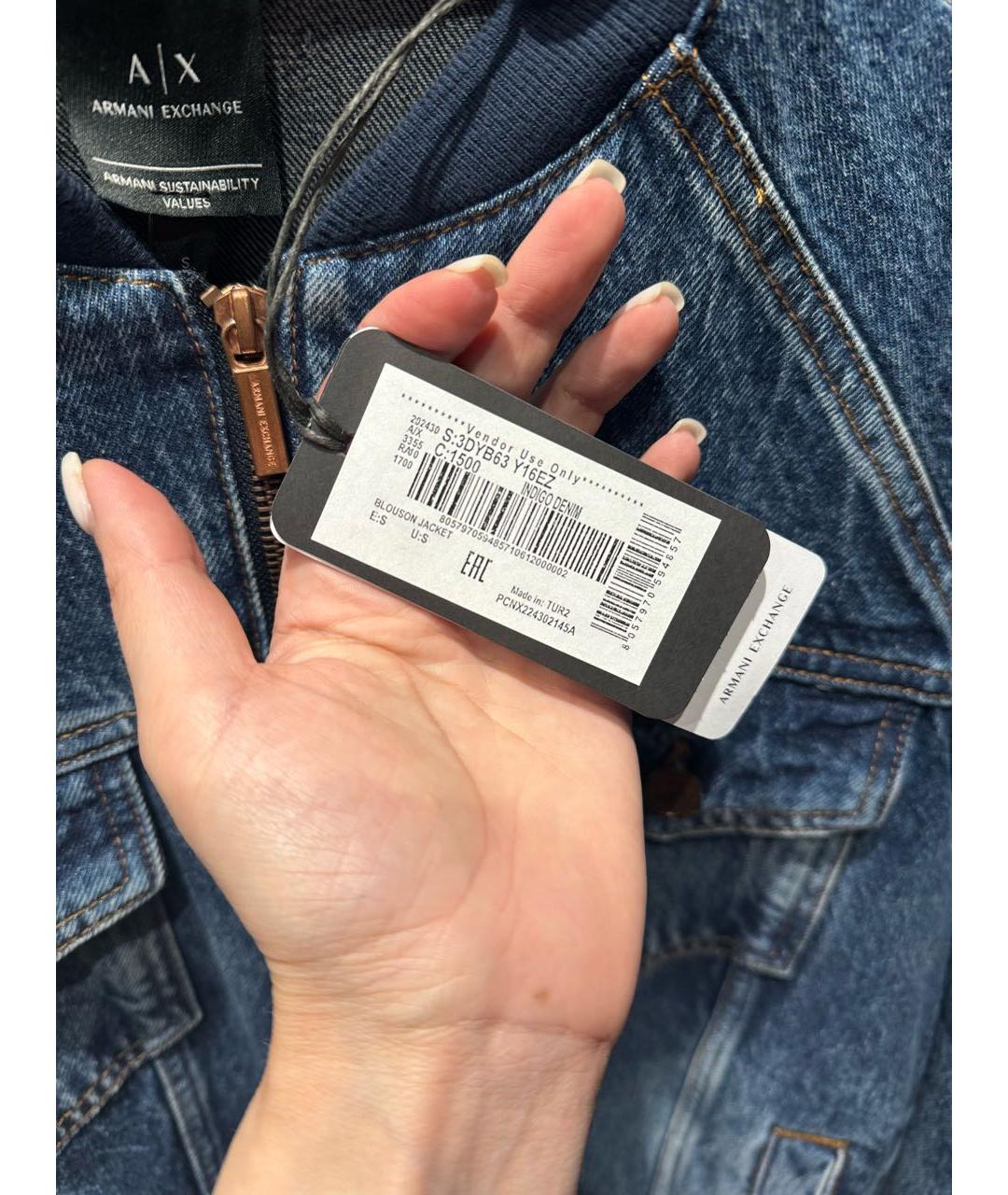 ARMANI EXCHANGE Темно-синяя деним куртка, фото 5