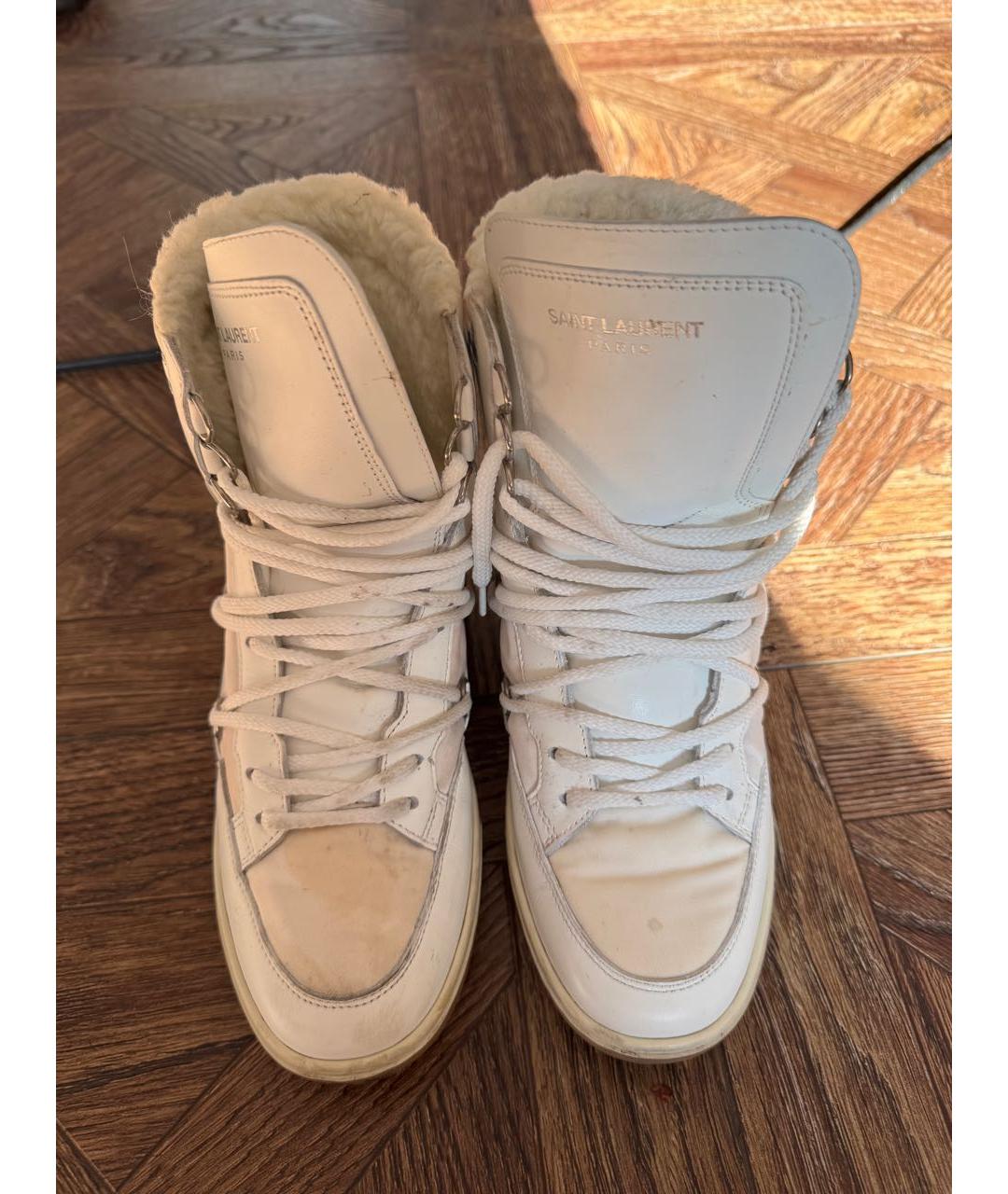 SAINT LAURENT Белые кожаные кеды, фото 2