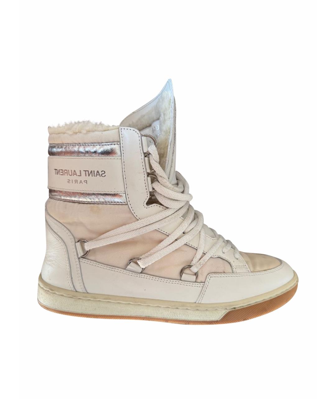 SAINT LAURENT Белые кожаные кеды, фото 1