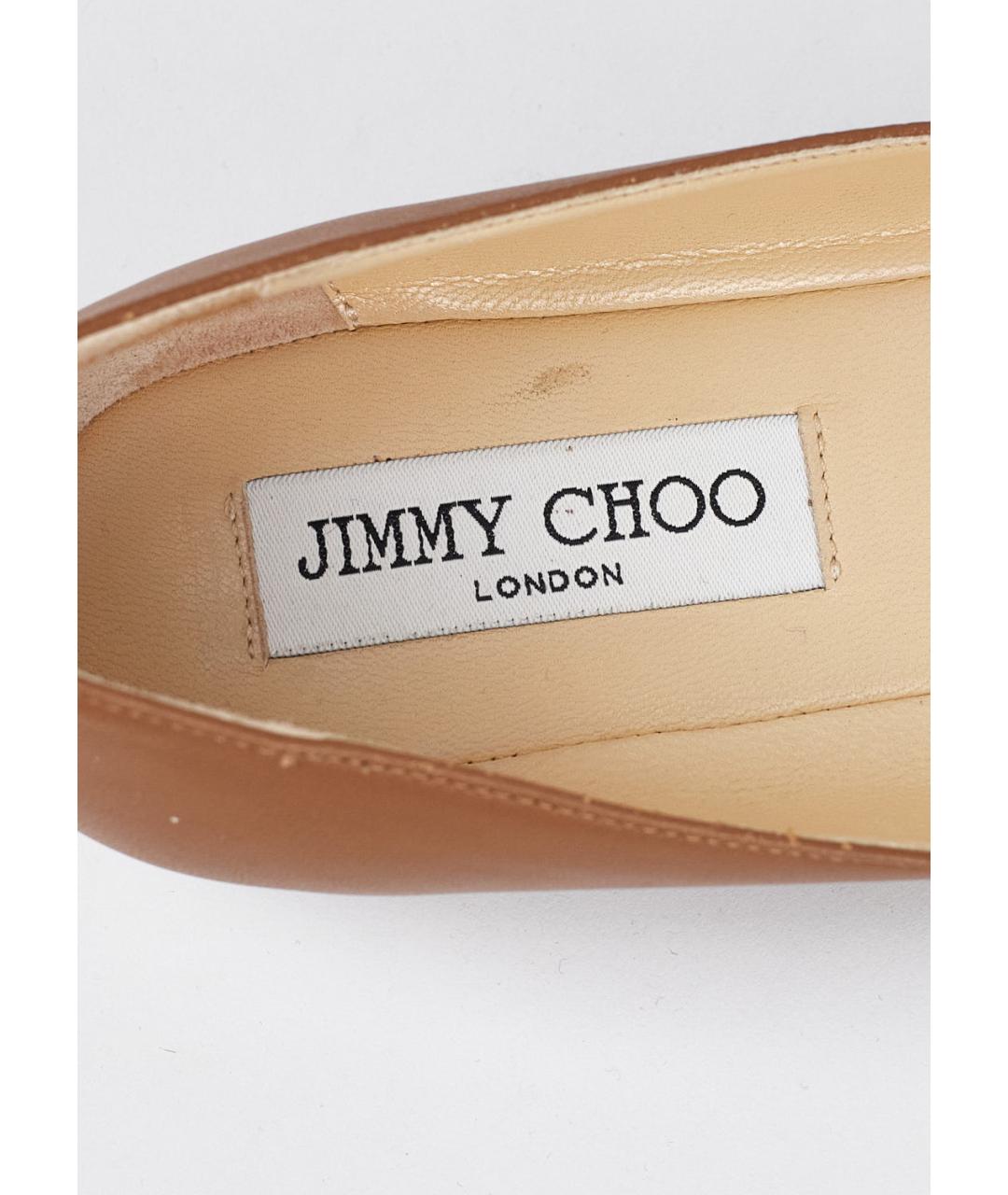 JIMMY CHOO Коричневые кожаные балетки, фото 3