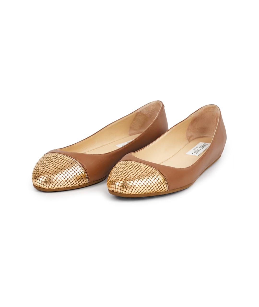 JIMMY CHOO Коричневые кожаные балетки, фото 5