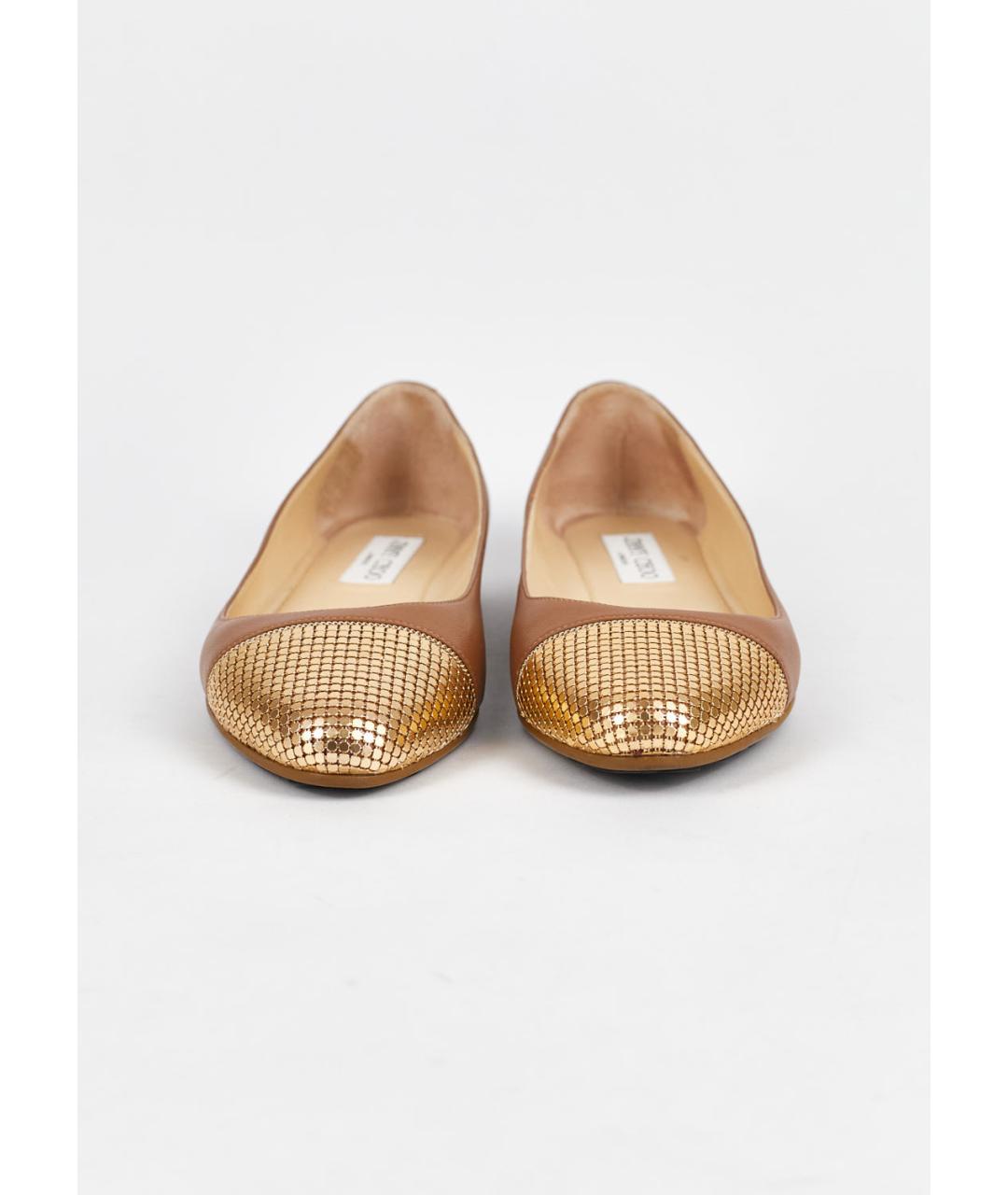 JIMMY CHOO Коричневые кожаные балетки, фото 2