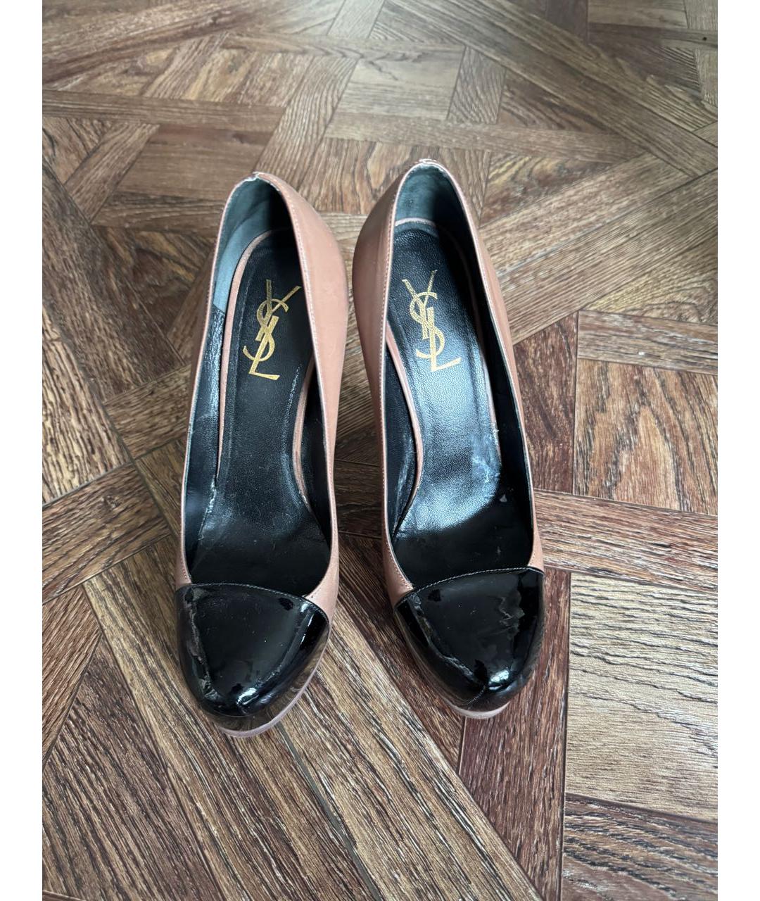 SAINT LAURENT Бежевые кожаные туфли, фото 2