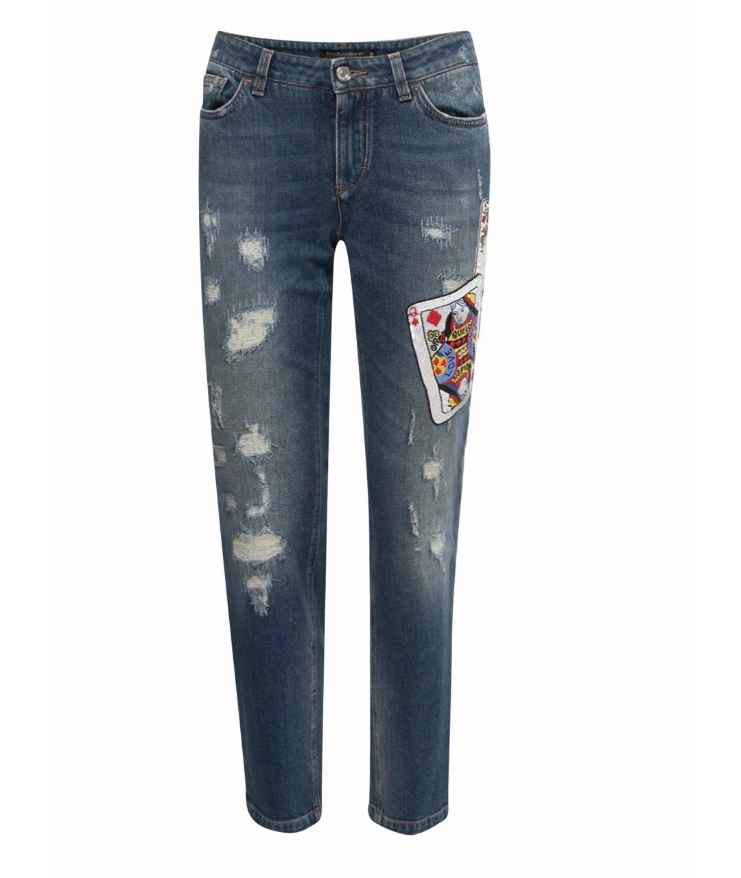DOLCE&GABBANA Синие хлопко-эластановые джинсы слим, фото 1