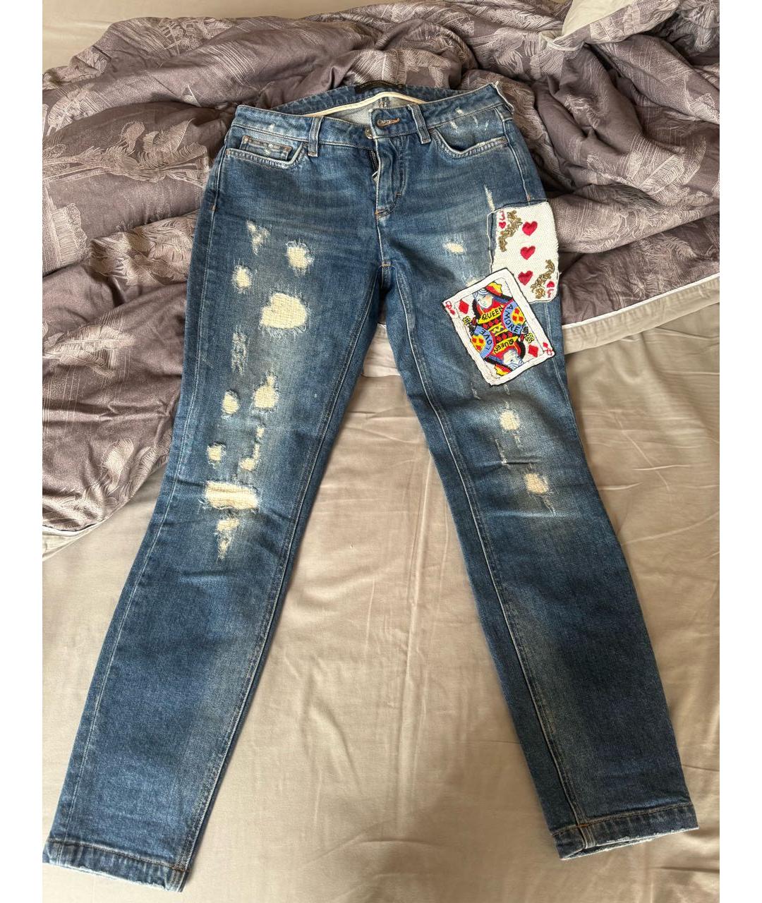 DOLCE&GABBANA Синие хлопко-эластановые джинсы слим, фото 8