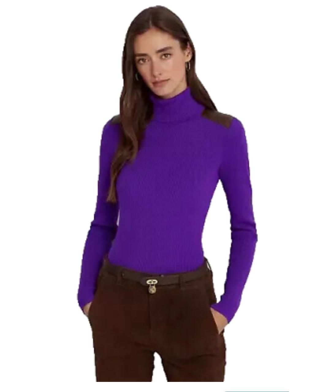 RALPH LAUREN Фиолетовая хлопко-эластановая водолазка, фото 6