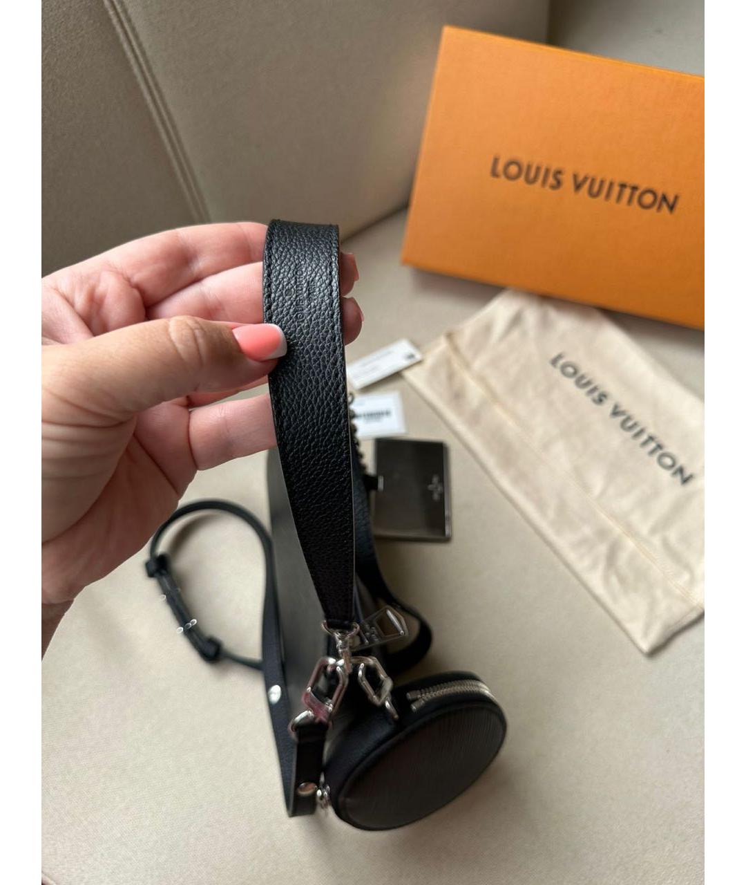 LOUIS VUITTON Черная кожаная сумка через плечо, фото 6