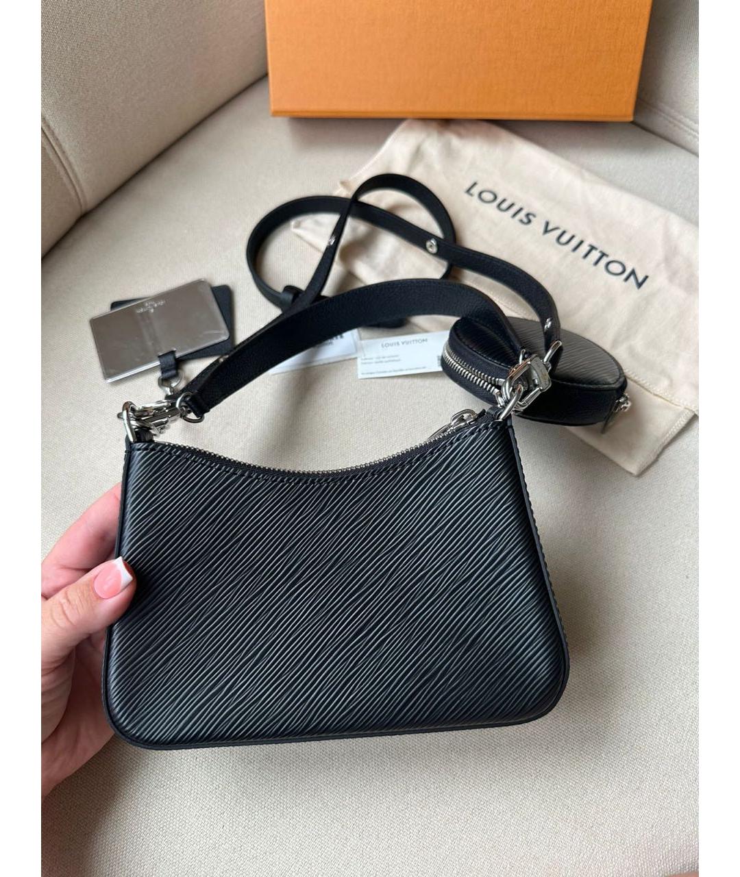 LOUIS VUITTON Черная кожаная сумка через плечо, фото 3