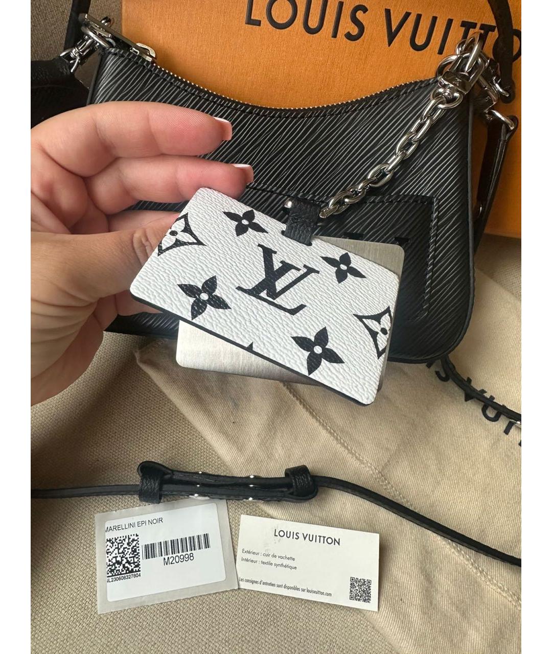 LOUIS VUITTON Черная кожаная сумка через плечо, фото 7