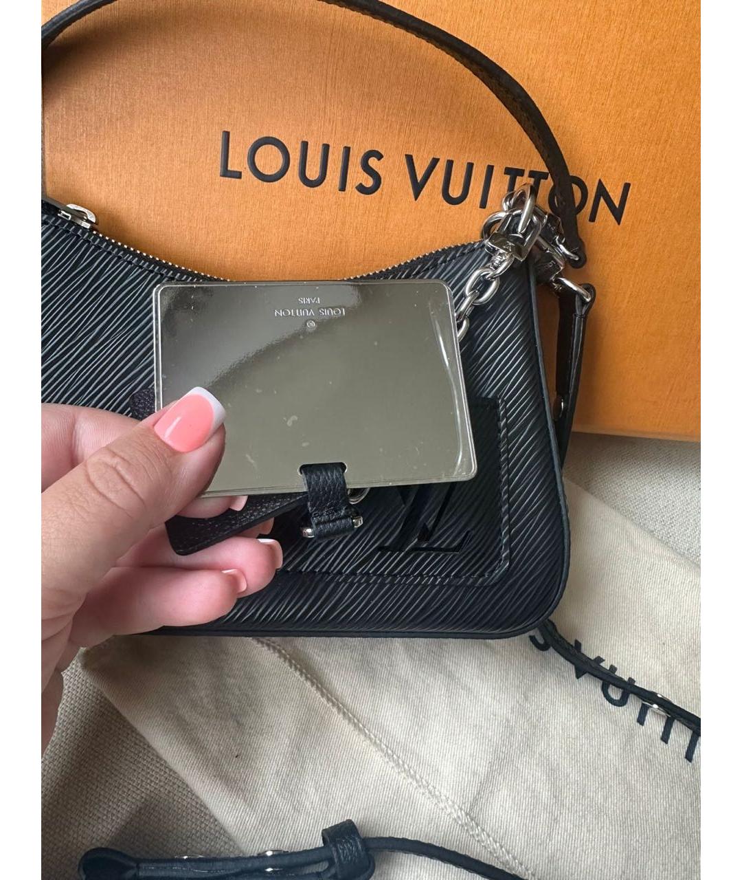 LOUIS VUITTON Черная кожаная сумка через плечо, фото 8