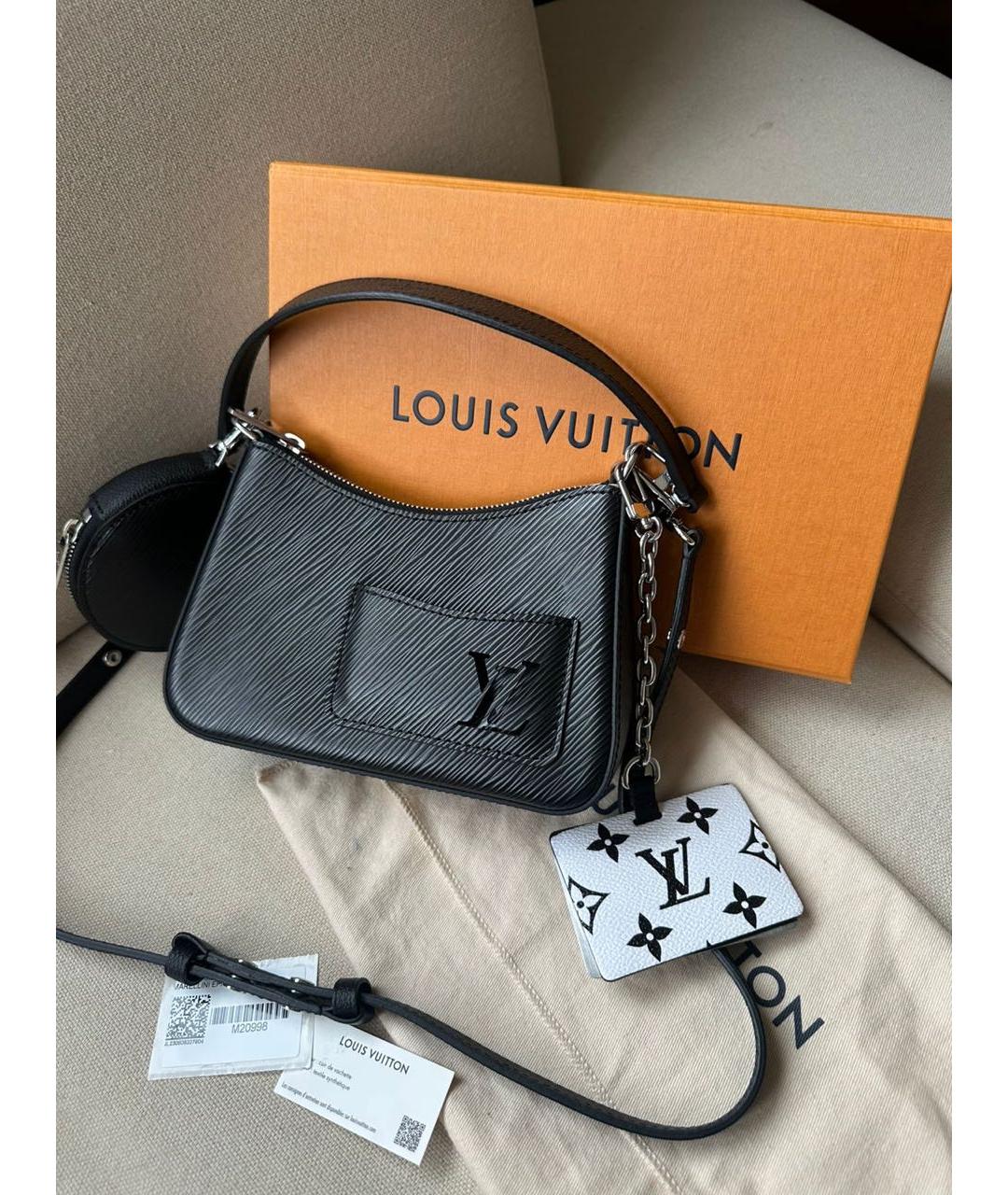 LOUIS VUITTON Черная кожаная сумка через плечо, фото 9