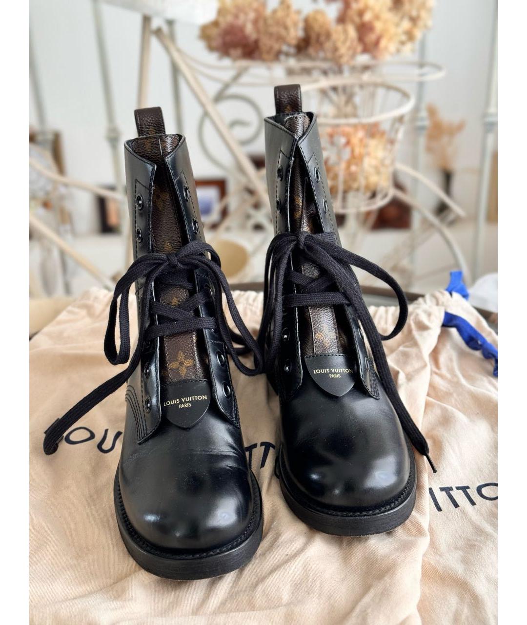 LOUIS VUITTON Черные кожаные ботинки, фото 2