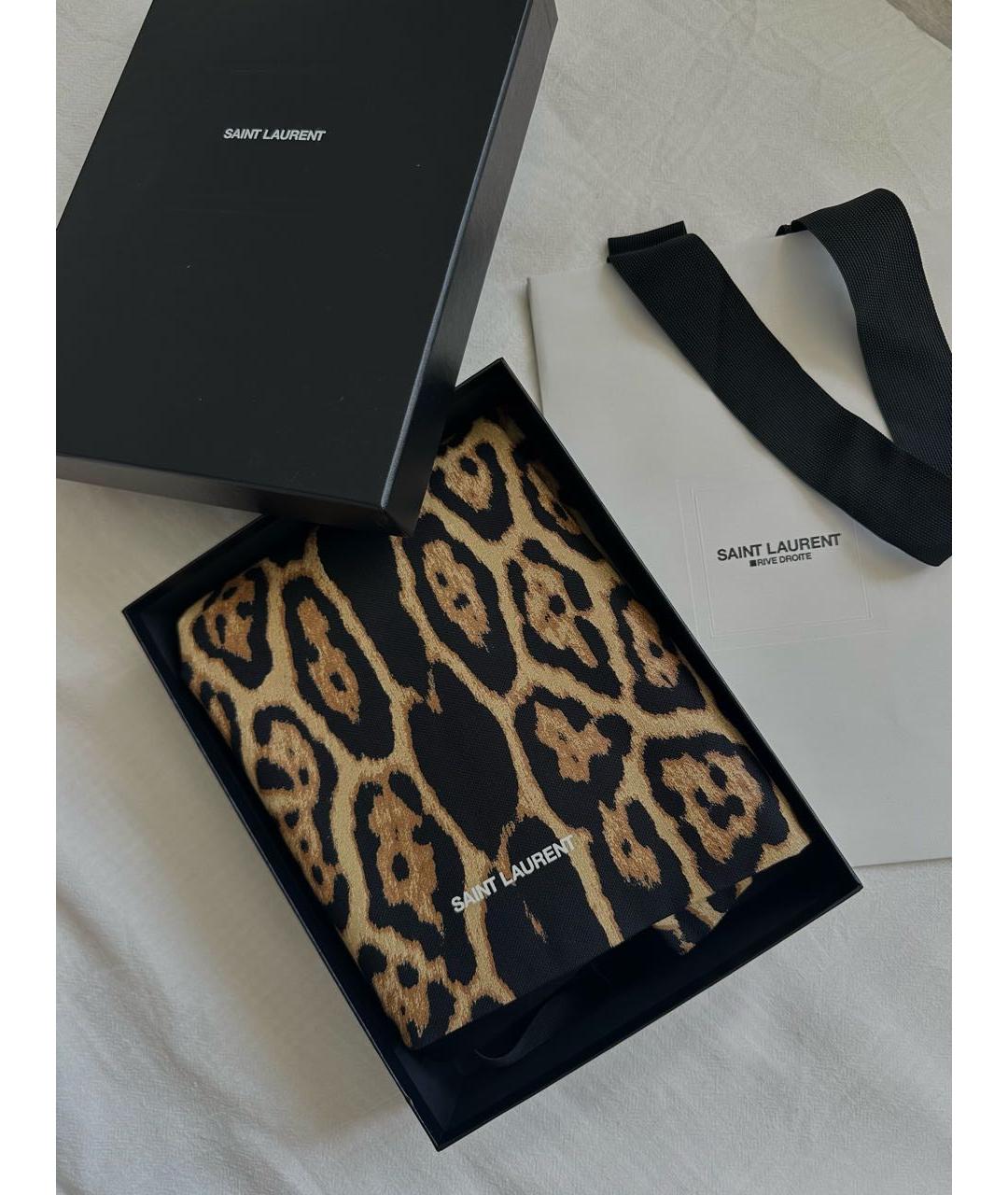 SAINT LAURENT Коричневая тканевая сумка тоут, фото 4
