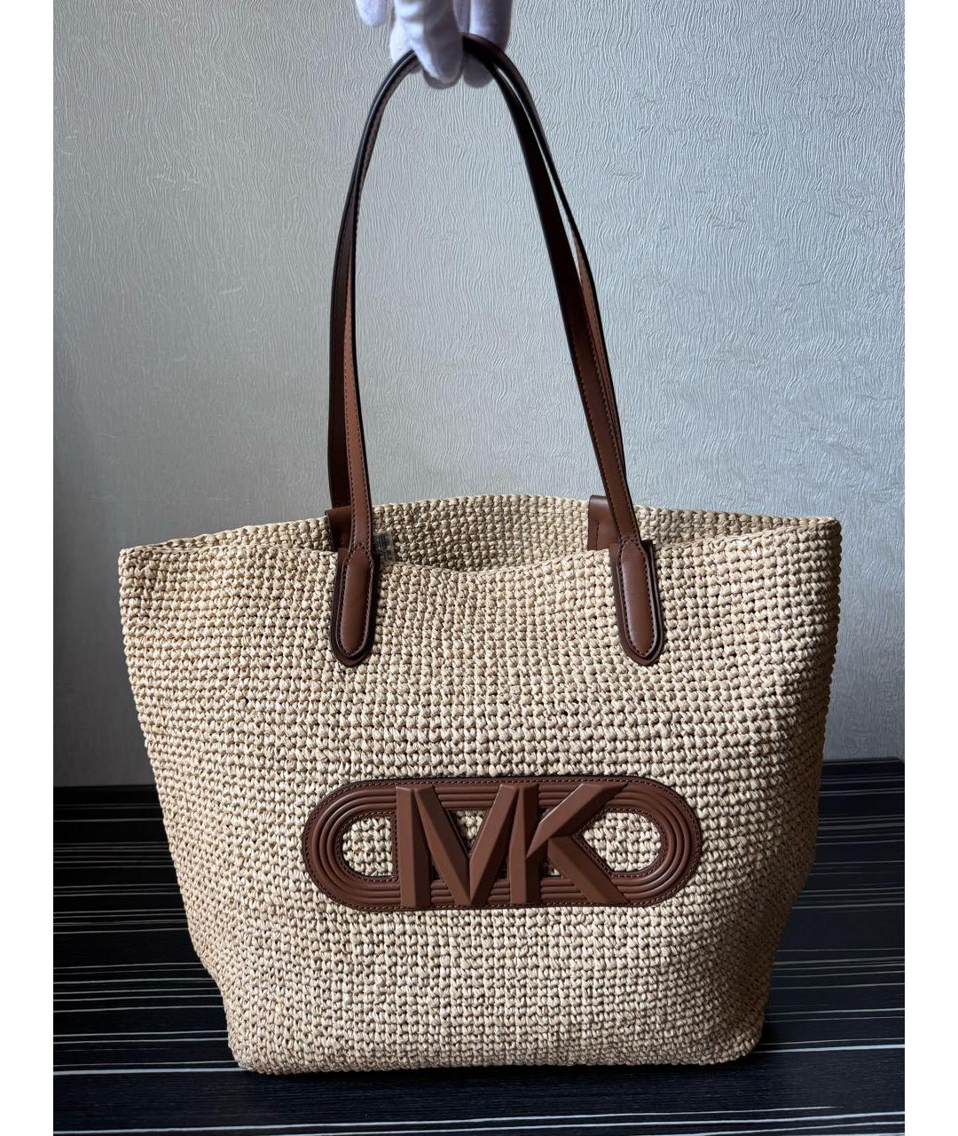 MICHAEL KORS Коричневая пелетеная пляжная сумка, фото 2