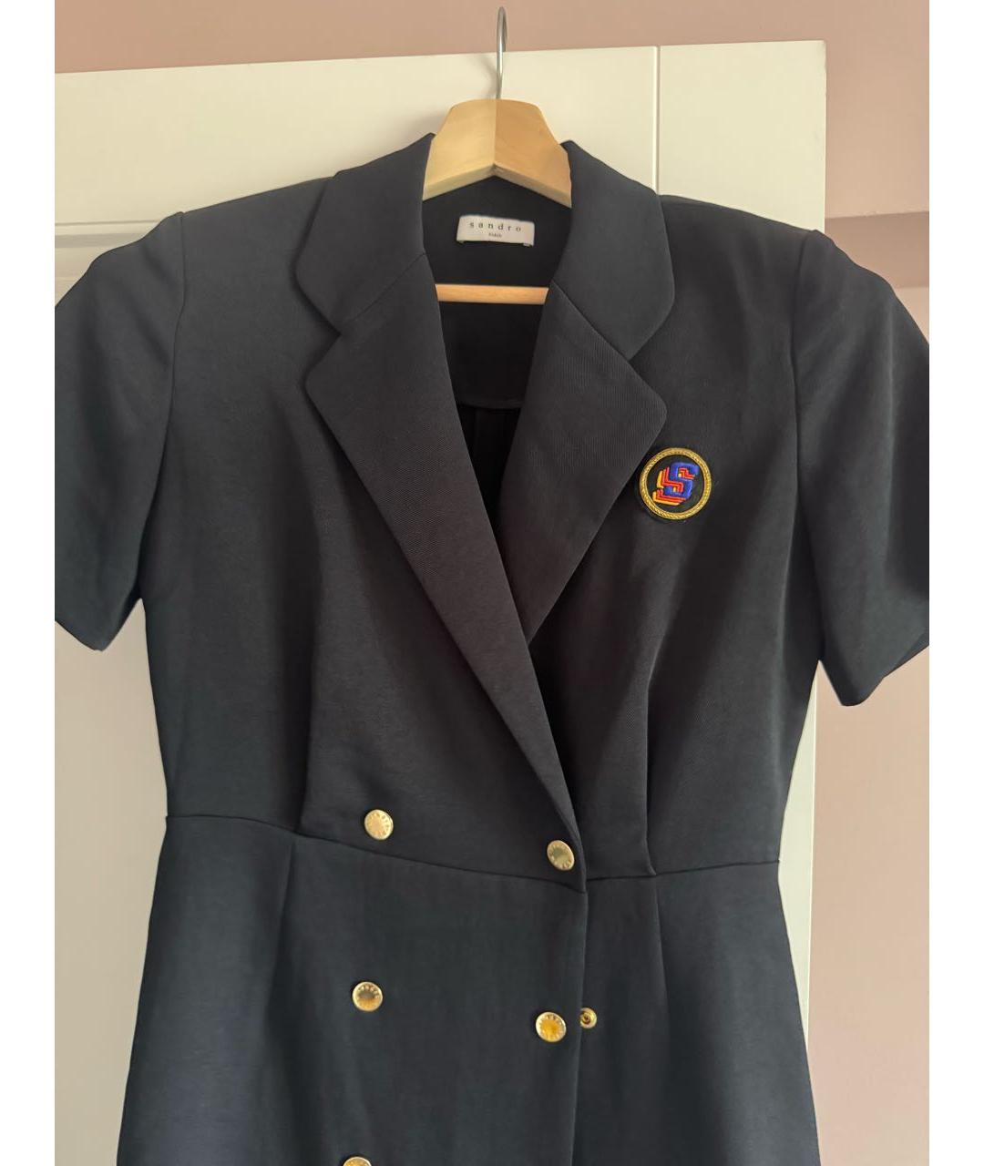 SANDRO Темно-синее вискозное повседневное платье, фото 4