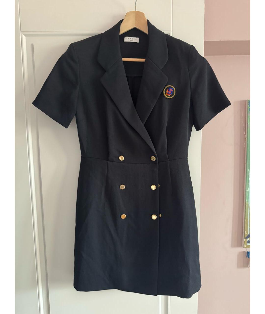 SANDRO Темно-синее вискозное повседневное платье, фото 7