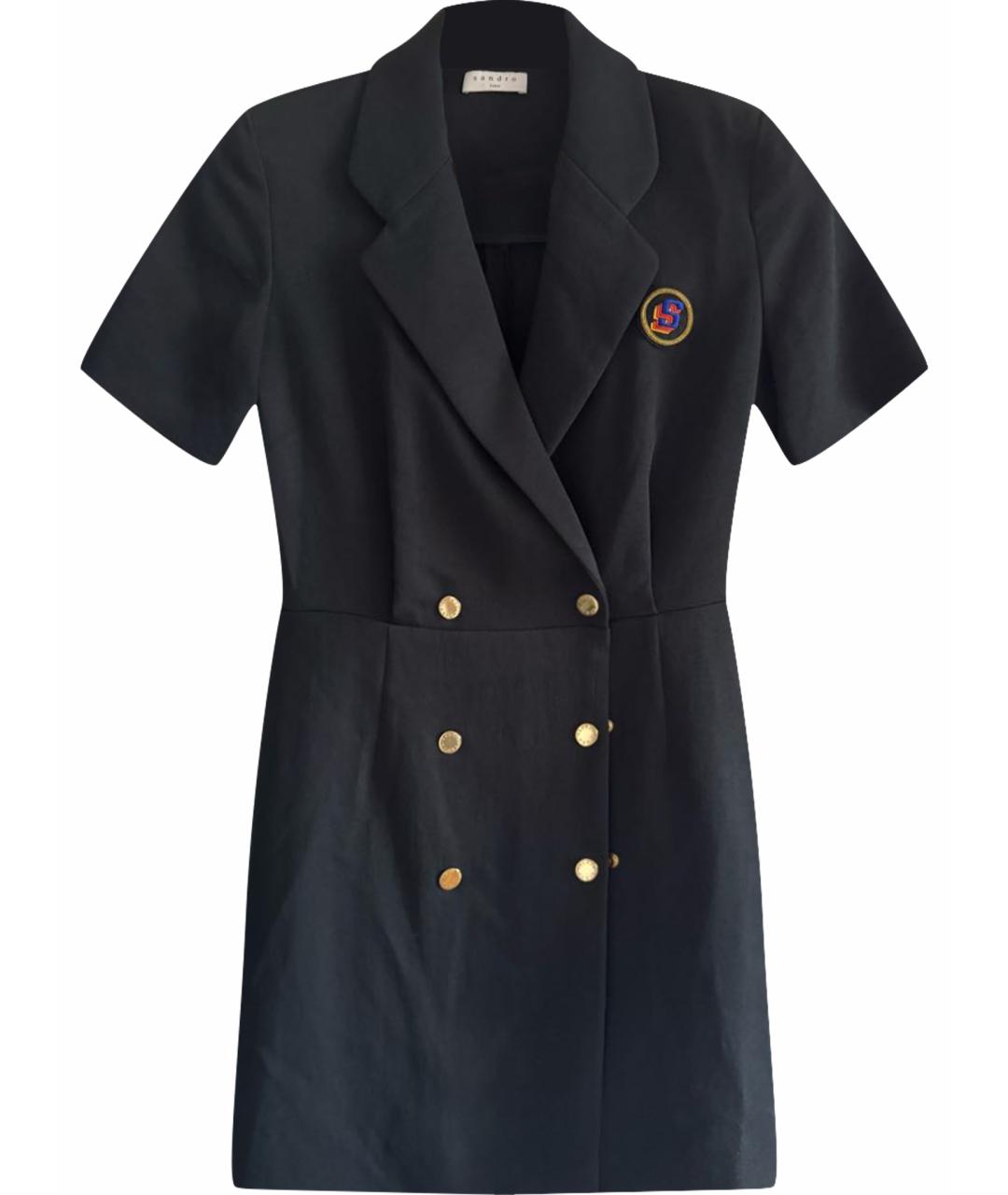 SANDRO Темно-синее вискозное повседневное платье, фото 1