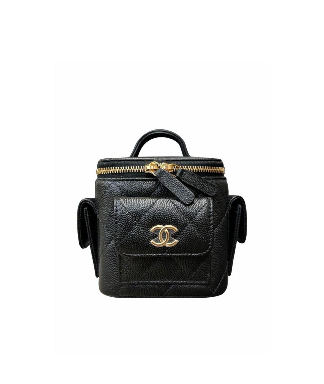 CHANEL Черная кожаная сумка с короткими ручками, фото 3