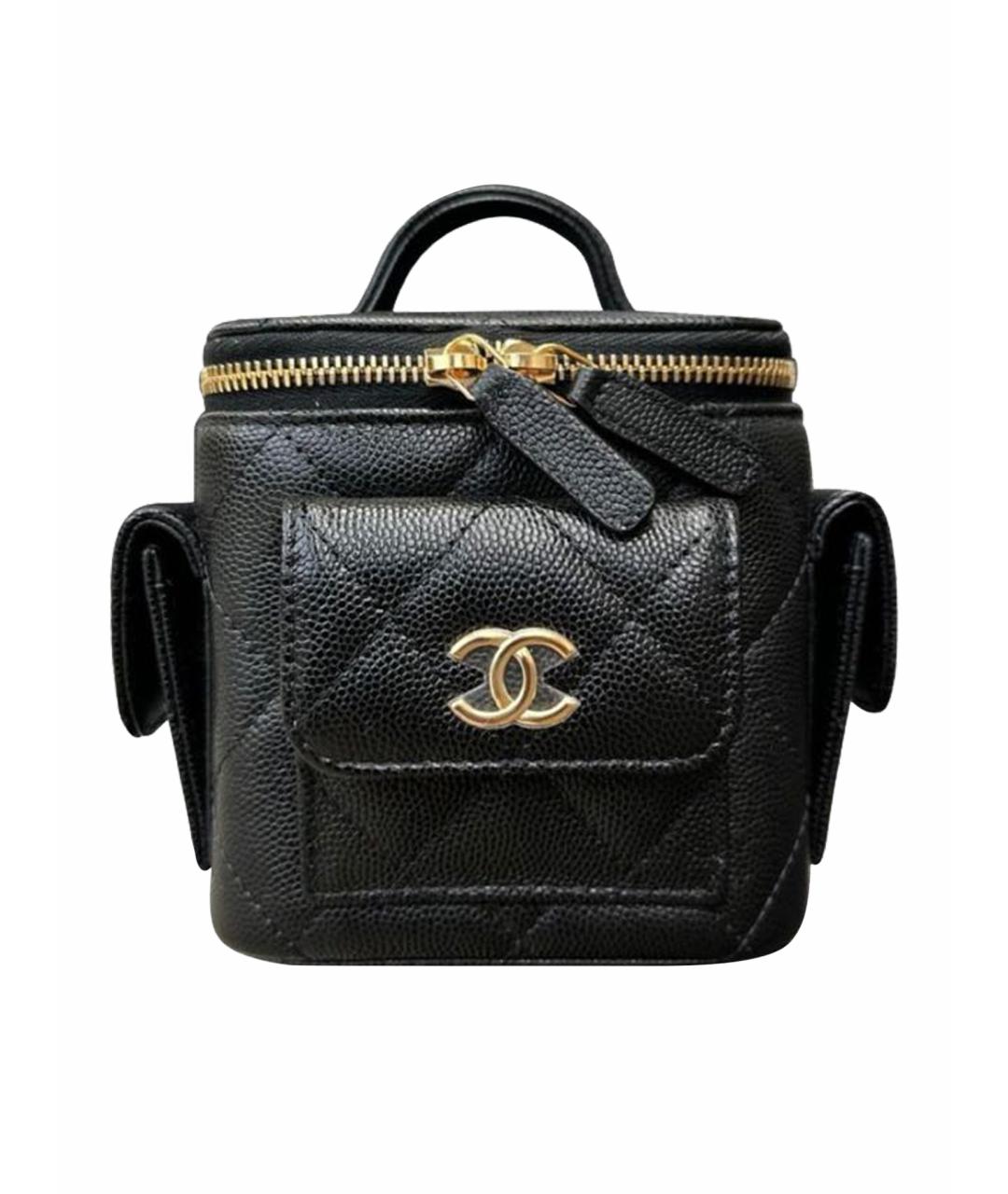 CHANEL Черная кожаная сумка с короткими ручками, фото 1