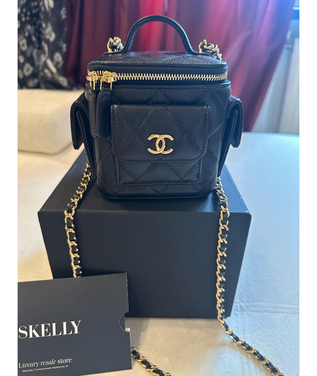 CHANEL Черная кожаная сумка с короткими ручками, фото 2