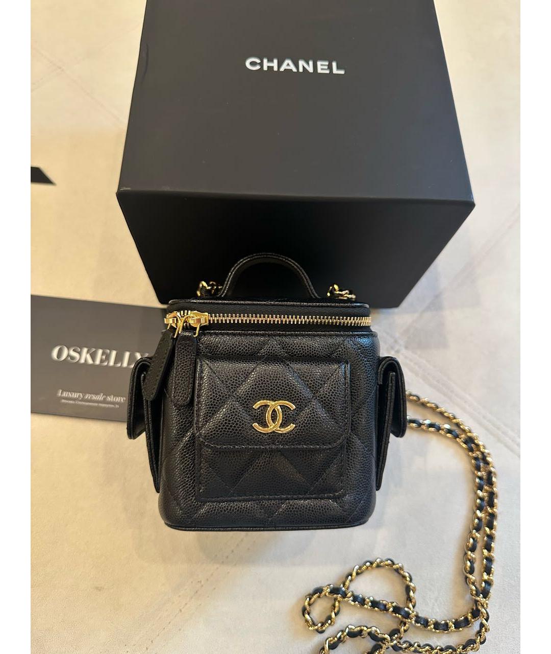 CHANEL Черная кожаная сумка с короткими ручками, фото 4