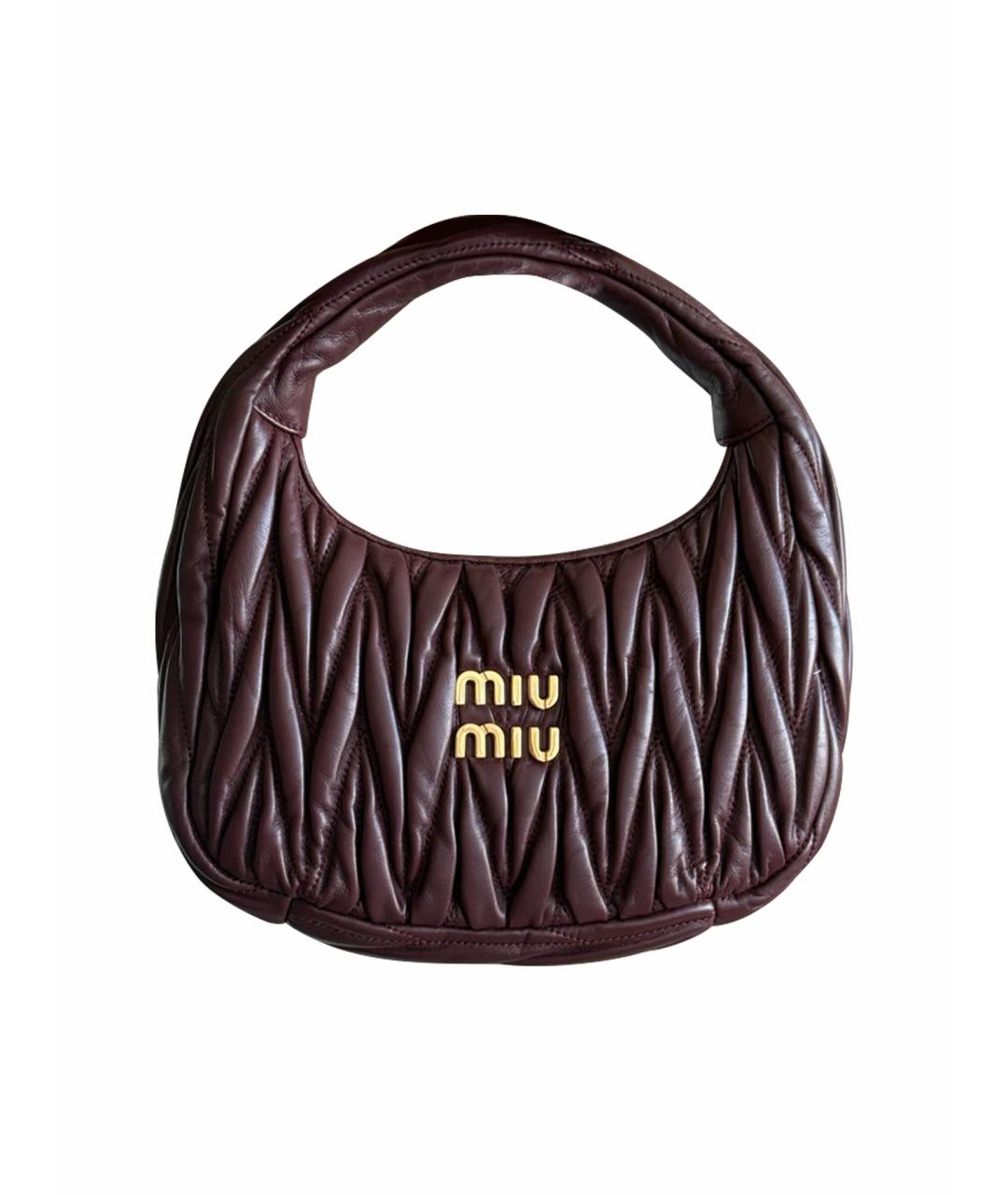 MIU MIU Бордовая кожаная сумка с короткими ручками, фото 1