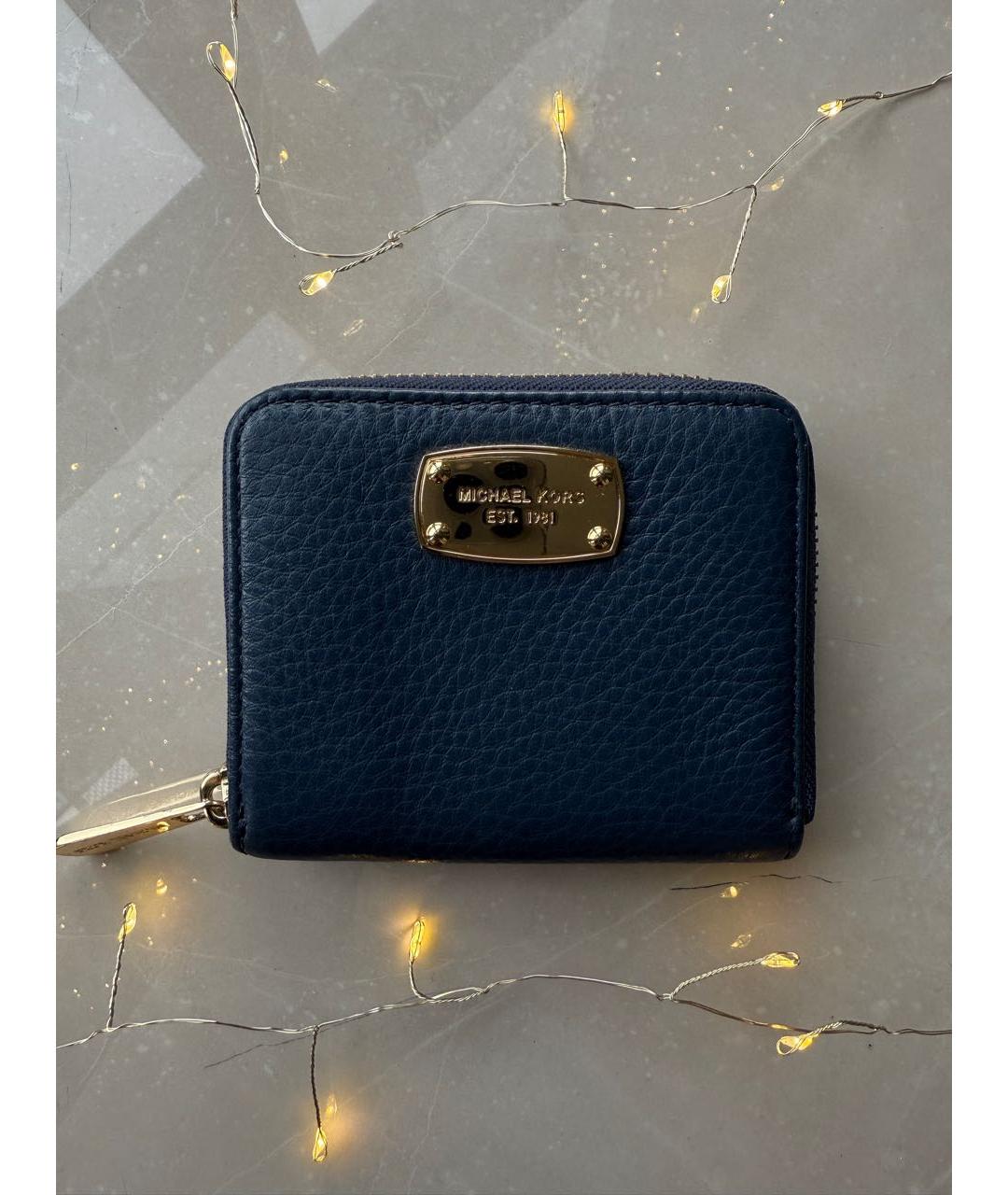 MICHAEL KORS Темно-синий кожаный кошелек, фото 9