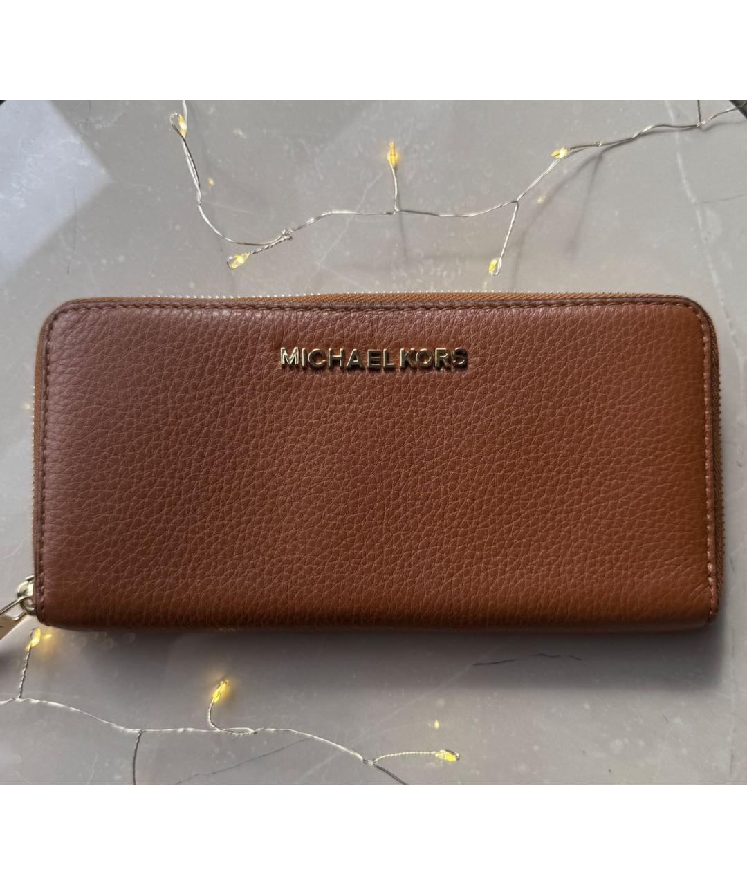 MICHAEL KORS Коричневый кожаный кошелек, фото 9