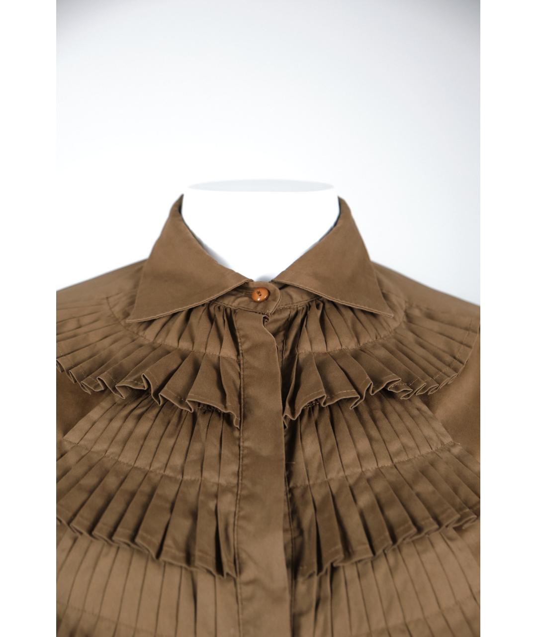 MAX MARA Коричневая хлопко-эластановая блузы, фото 4