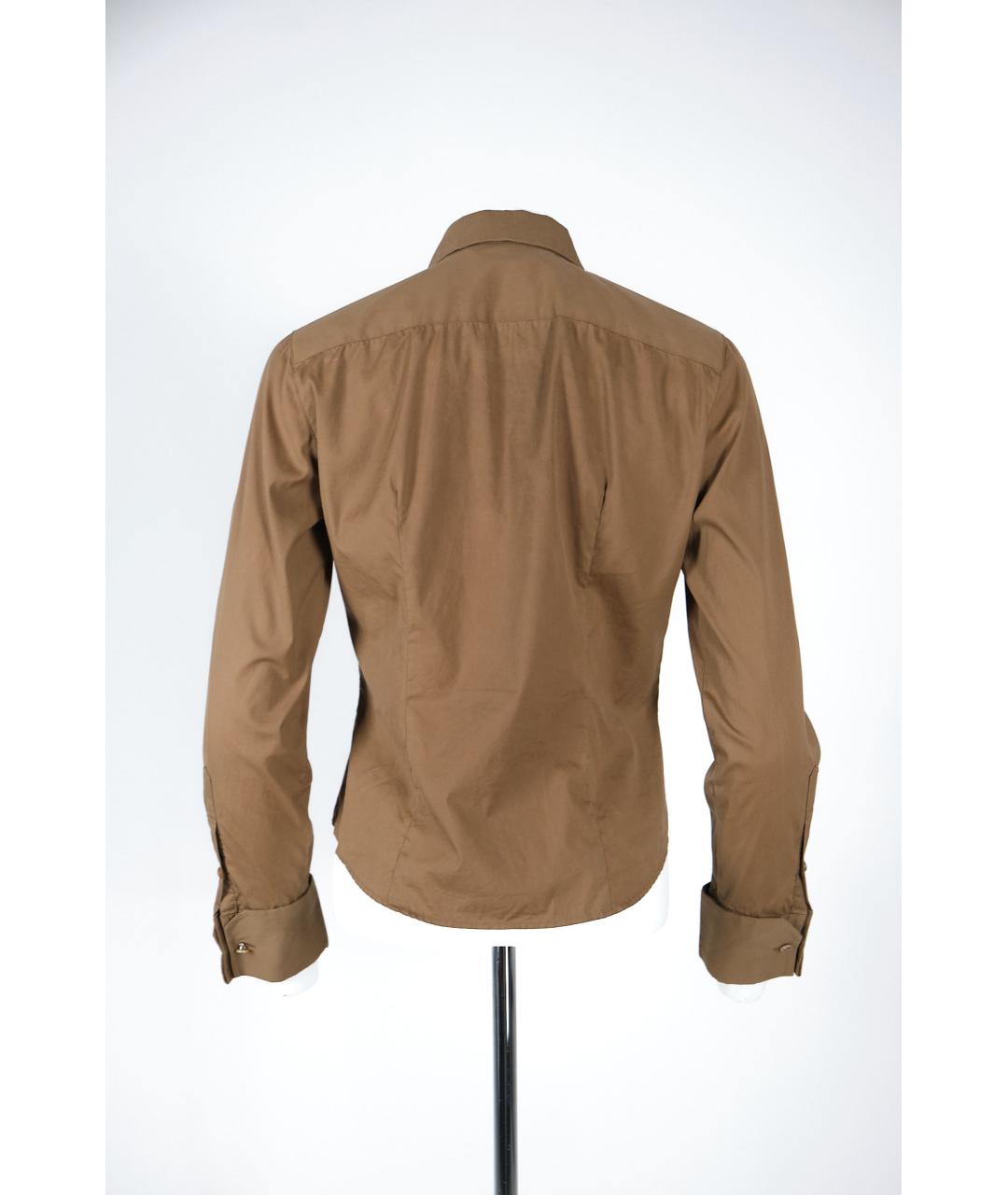 MAX MARA Коричневая хлопко-эластановая блузы, фото 2
