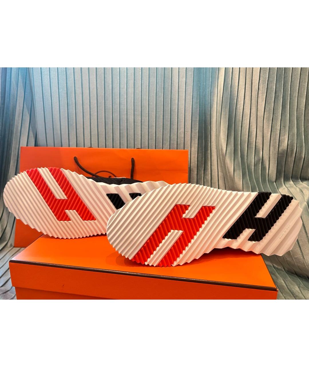 HERMES Черные текстильные низкие кроссовки / кеды, фото 8