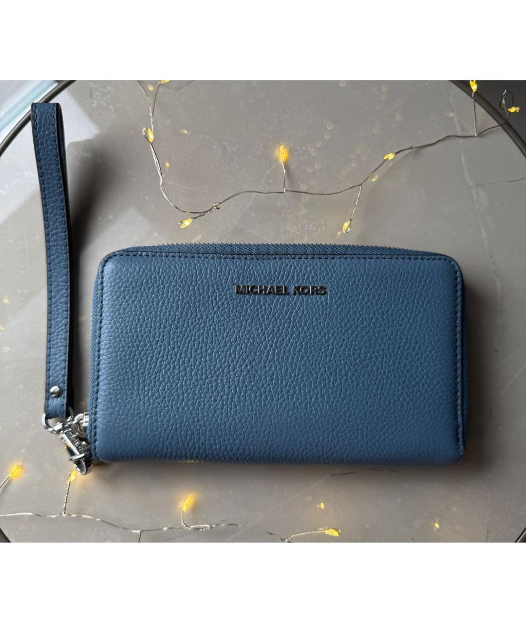 MICHAEL KORS Голубой кожаный кошелек, фото 9
